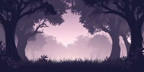 Aufkleber - Serene dark forest landscape with shadowy tree silhouettes and ample negative space for text or design elements