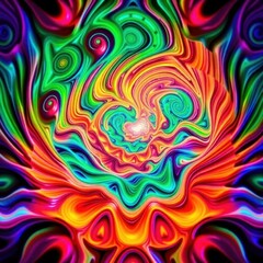 Poster - Swirling colors create a mesmerizing vortex of vibrant hues and patterns in a psychedelic wonderland