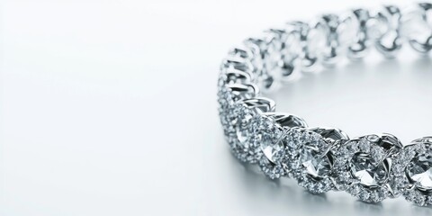 Poster - Luxurious diamond cut bracelet showcased on a white background with ample empty space for branding or promotional text.