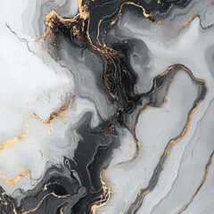 Aufkleber - Elegant Black and White Marble Texture with Gold Veins Abstract Background for Modern Interior Design and Art Projects