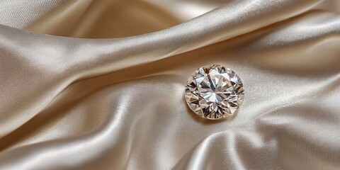 Poster - Elegant diamond ring on luxurious satin fabric with ample space for personalized text or branding messages