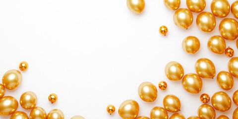 Aufkleber - Elegant arrangement of gold balloons on a clean white background with ample blank space for personalized text or festive messages