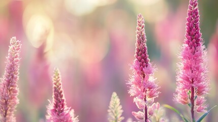 Leinwandbilder - Close up of vibrant pink flowering plant against a blurred background highlighting colorful blossoms with ample space for text placement