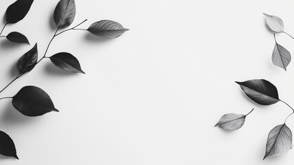 Wall Mural - Black and White Leaves