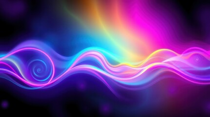 Leinwandbilder - Vibrant waves of color dance through the dark, creating a mesmerizing light show in a digital cosmos