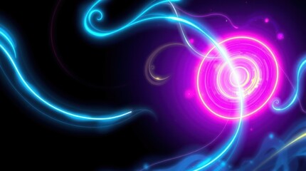 Leinwandbilder - Vibrant swirls of light dance through a dark void, creating an ethereal atmosphere of energy and color in a captivating display