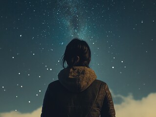 Wall Mural - Person gazing at stars