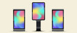 © Paradox-D - Group of Full color P3 Outdoor Large LED Screen Mock up with black realistic stand for outdoor and 3 indoor street LED screen Mock up vector design. The TV LED vector.