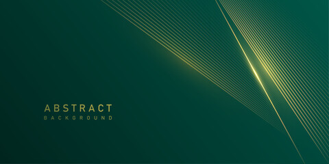 Wall Mural - dark green abstract background with luxury shiny gold lines, vector eps10