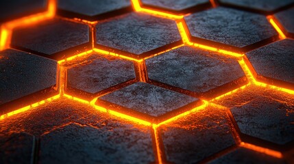 Poster - Glowing Hexagonal Stone Pattern Abstract Background
