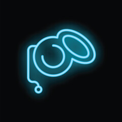 Poster - Blue neon sign showing a yo yo toy on a black background, great for any project requiring a nostalgic feel