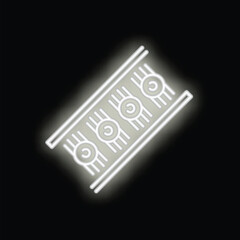 Poster - White neon style icon of a factory conveyor belt glowing on a black background