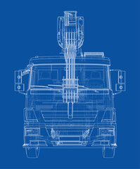 Poster - Car crane. Vector rendering of 3d