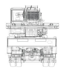Poster - Car crane. Vector rendering of 3d