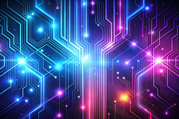 Poster - Abstract glowing circuit board technology background.