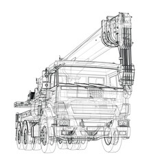 Poster - Car crane. Vector rendering of 3d