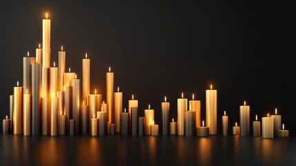 Fototapete - A candlestick chart in rich gold and black tones on a sleek background, highlighting the daily price changes of gold in a premium design