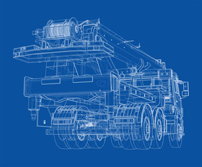 Poster - Car crane. Vector rendering of 3d