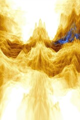 Poster - A vibrant abstract landscape featuring flowing golden and blue hues, creating a sense of depth and movement in a surreal environment.