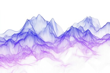 Poster - A stunning abstract representation of mountains with flowing lines in shades of blue and purple, creating a serene and modern visual effect.