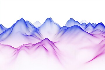 Poster - A vibrant abstract representation of mountains with flowing lines in shades of blue and purple, creating a serene and modern visual effect.