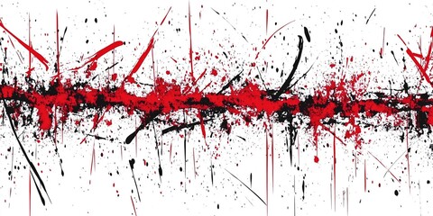 Poster - Dynamic abstract artwork featuring bold red and black splatters on a white background, creating a striking visual impact.