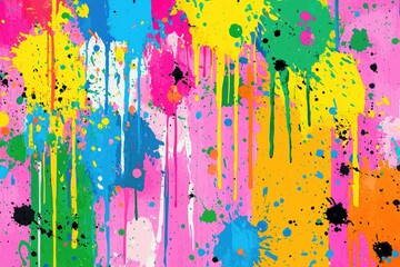 Poster - Vibrant abstract background featuring splashes of paint in various colors, creating a lively and energetic artistic expression.