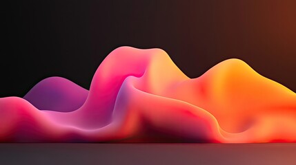 Poster - A vibrant, abstract wave of fluid shapes in shades of pink, orange, and purple against a dark background, evoking a sense of motion and depth.