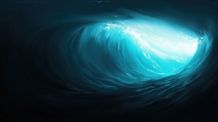Poster - Abstract representation of a powerful ocean wave, showcasing vibrant blue tones and dynamic movement, evoking a sense of energy and tranquility.