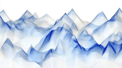 Poster - A serene abstract representation of mountains in shades of blue and white, creating a calming and modern visual effect.