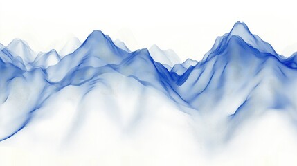 Poster - A serene abstract representation of blue mountains with soft curves and gradients, creating a tranquil and artistic landscape.