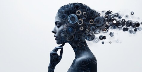 Leinwandbilder - digital transformation, communication, computer graphics, cg, concept, creative, ai, analysis, business, stock, automation, brain, big data, cloud computing, cyber, deep learning