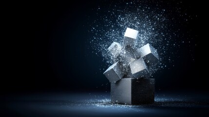 Fototapete - Visualization of a 3D digital binary code matrix backdrop, highlighting connectivity, complexity, and the deluge of data in the contemporary digital era