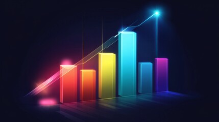 Aufkleber - A colorful bar graph with D effects and gradient colors, displayed on a dark background, with subtle light reflections adding depth and clarity