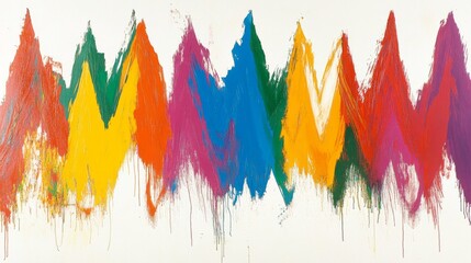 Aufkleber - A colorful explosion of zigzag lines in bold hues, arranged dynamically on a white background, creating an energetic and eye-catching visual