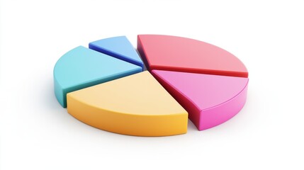Poster - a colorful pie chart with distinct segments in gradient colors, arranged on a white background with 