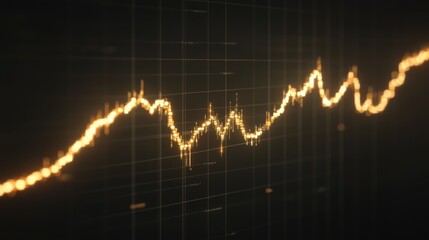 Poster - A digital chart with a glowing golden line representing gold price trends, set against a dark background with subtle financial grid lines