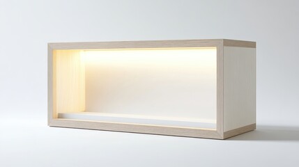 Poster - Minimalist rectangular display case with soft interior lighting for exhibiting artifacts