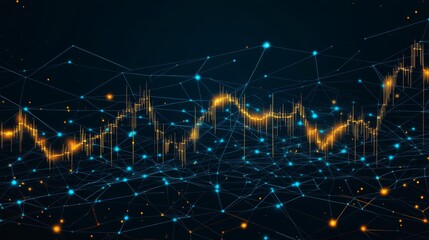 Poster - A gold price line graph with a golden upward trend line, set against a dark background with glowing highlights and grid lines for a high-value look