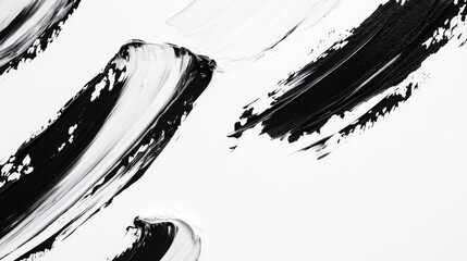 Poster - A high-contrast abstract background with bold black brushstrokes on a white canvas, creating an artistic, minimalist look with texture