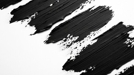 Poster - A high-contrast abstract background with bold black brushstrokes on a white canvas, creating an artistic, minimalist look with texture
