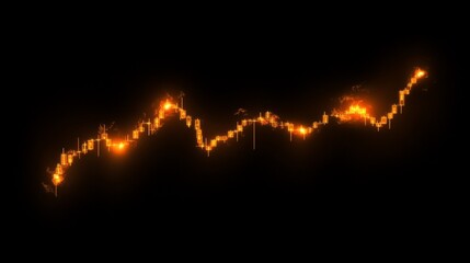 Wall Mural - A minimalistic line chart in golden hues on a dark background, with a steady upward trend symbolizing increasing gold prices and value