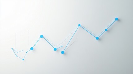 Aufkleber - A minimalist line graph with a continuous upward trend in blue against a white background, highlighting key financial milestones in a clean layout