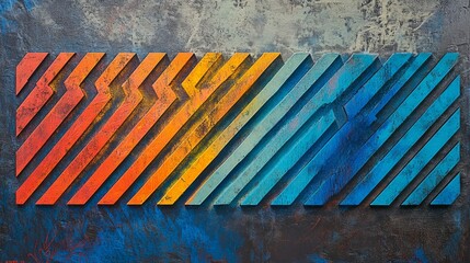 Poster - a series of parallel lines in varying thicknesses and colors, creating an illusion of depth and text