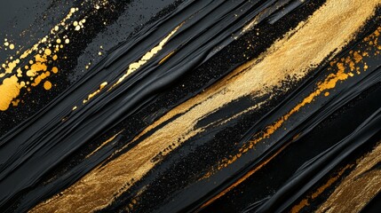 Poster - A textured abstract background with metallic gold and black brushstrokes, creating a luxurious feel with rich details and shine