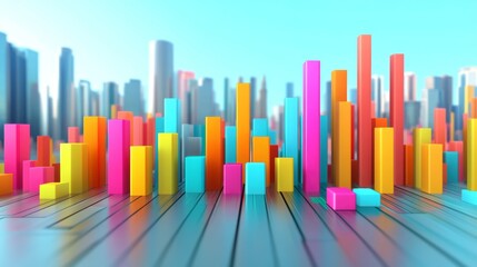 Poster - A transparent D bar chart with vibrant bars of varying heights on a light background, creating a visually appealing, professional data presentation