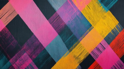 Fototapete - A vibrant abstract composition of colorful diagonal lines crossing each other on a dark background, creating a striking visual contrast and energy