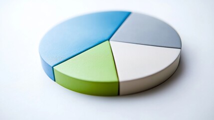 Poster - A vibrant pie chart with sections in various shades of blue, green, and gray, displayed on a bright white background for a crisp, clean financial look