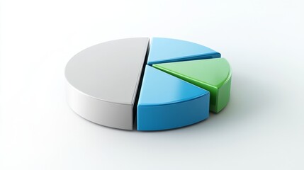 Poster - A vibrant pie chart with sections in various shades of blue, green, and gray, displayed on a bright white background for a crisp, clean financial look