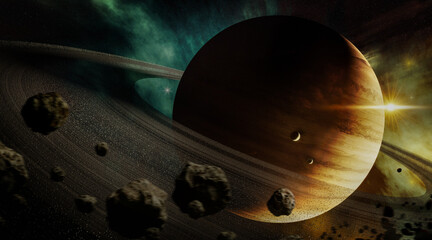 Wall Mural - 3d render, gas giant planet in deep space